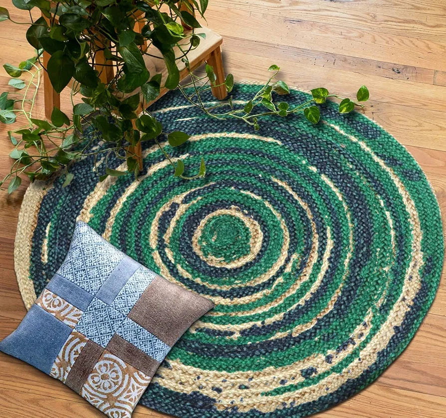 THE HOME TALK Natural Handcrafted Braided Round Jute Rug - 80CM|Traditional Carpet For Living Room,Kitchen,Entryway,Bedroom,Dining Room|Rustic Bohemian Decor|Durable,Anti-Skid Carpets for Centre Table
